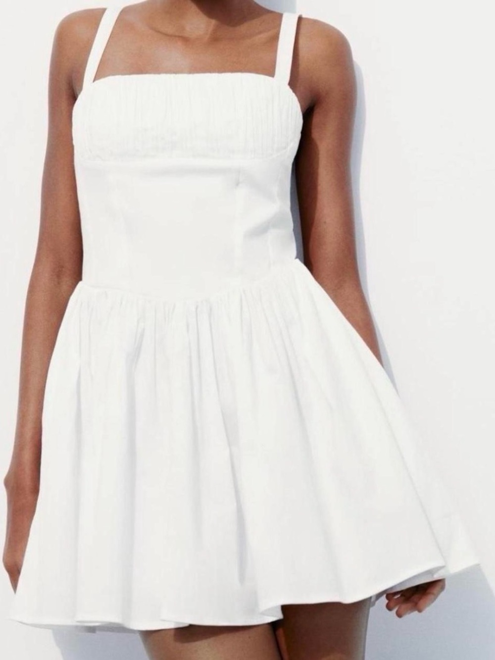 Zara White Square-Neck Mini Dress